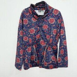 Anthro Saturday Sunday Floral Quarter-Zip Pullover | Drawstring Waist | Size M